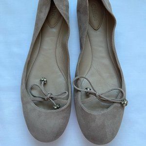 Chloe Taupe Suede Ballet Flats with Crystal Details Size 36 1/2